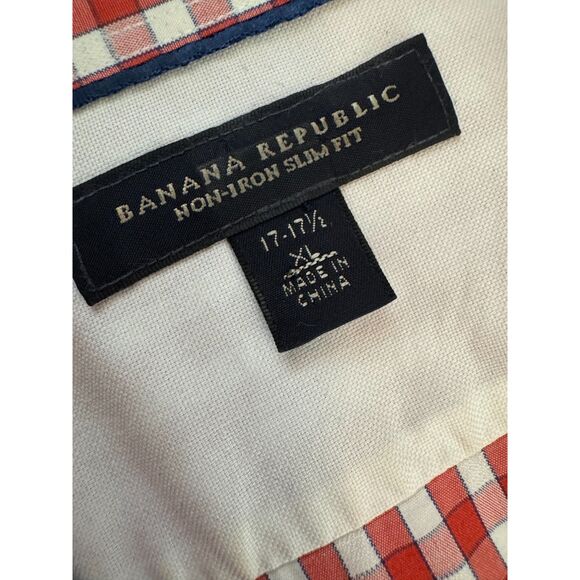 BANANA REPUBLIC Shirt Men's XL 17-17.5 Gingham Checkered Button Down Long Sleeve - Picture 2 of 14